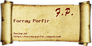 Forray Porfir névjegykártya